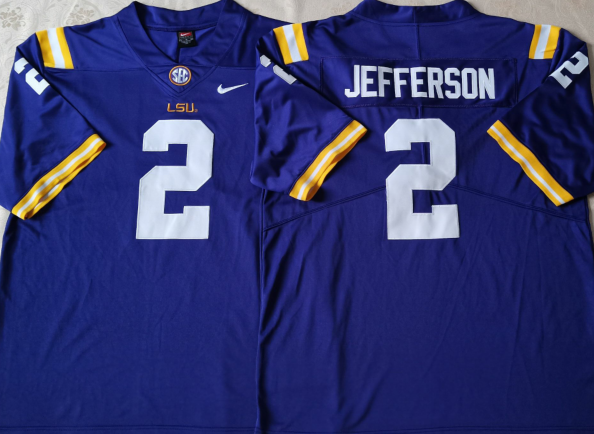 Men's LSU Tigers Justin Jefferson #2 Purple Jersey